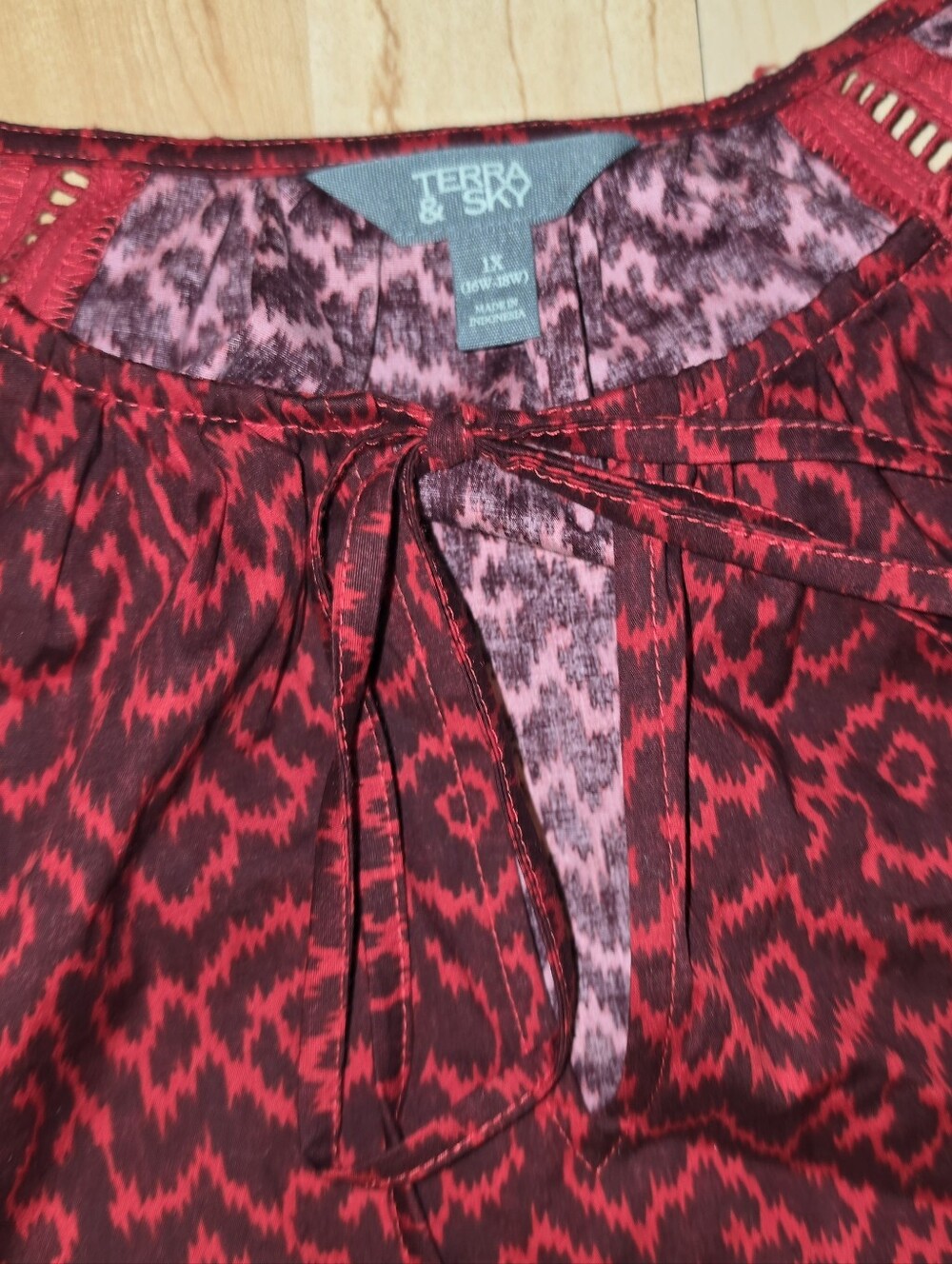 Terra & Sky Women's Plus Mini Dress w/ 3/4 Length Puff Sleeves 1X 16W - 18W NEW - Picture 7 of 9